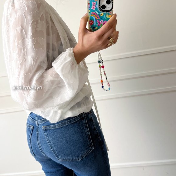 Sheer Blouse with Floral Applique - Picture 10 of 16